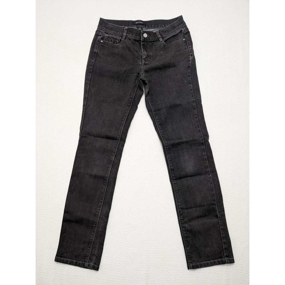 Womens White House Black Market 4R Jeans Slim Straight Bootcut Black Low Rise